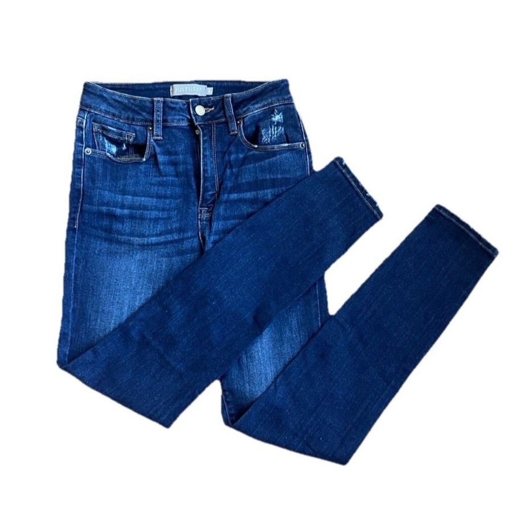 JUST USA Skinny Denim Jeans SZ 6 Western Cowgirl Distressed Casual Comfort